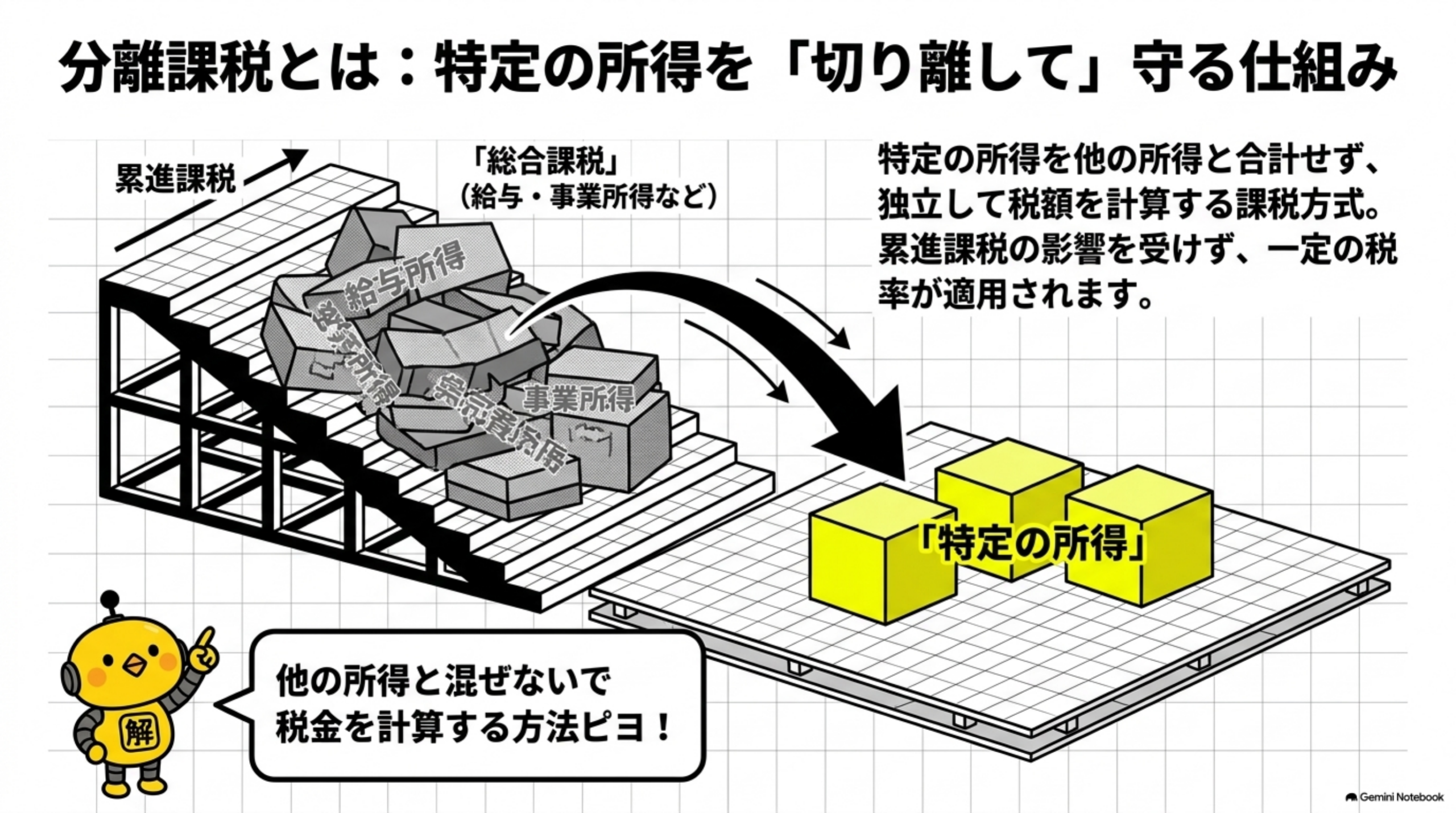 分離課税とは特定所得を他の所得と切り離して計算する仕組み