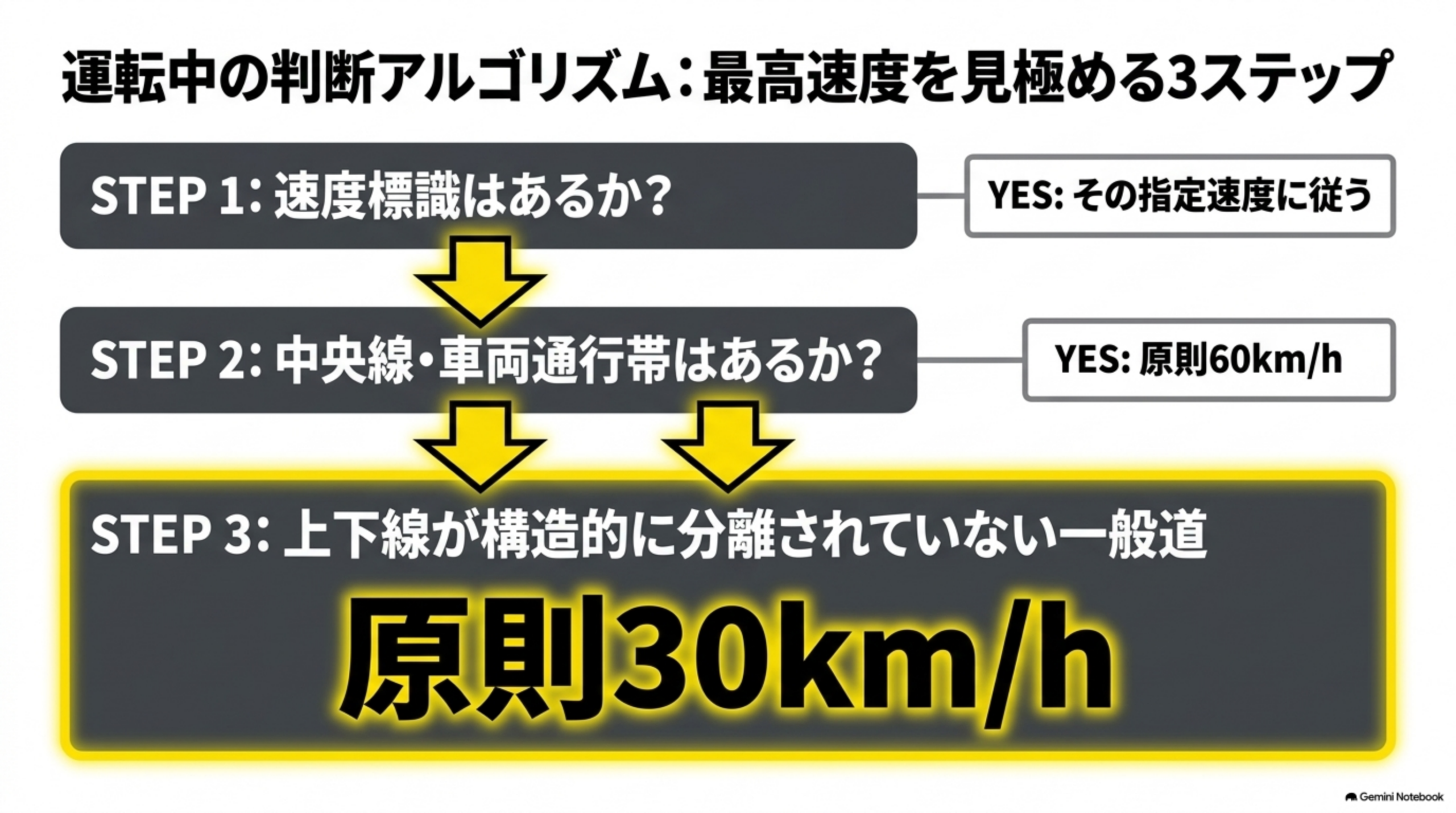 運転中の判断アルゴリズム：最高速度を見極める3ステップ