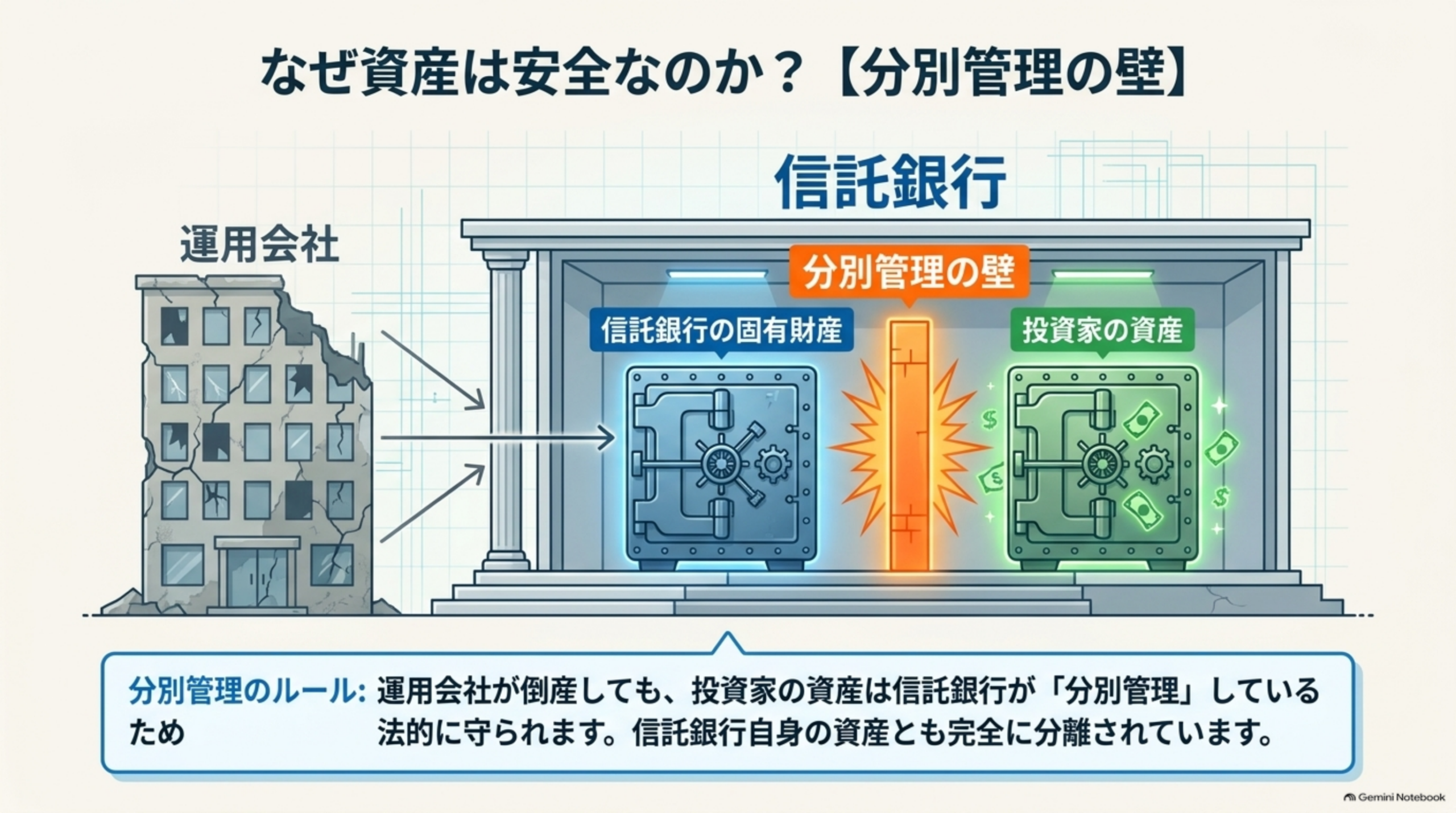 投資信託のメリットとデメリット比較スライド