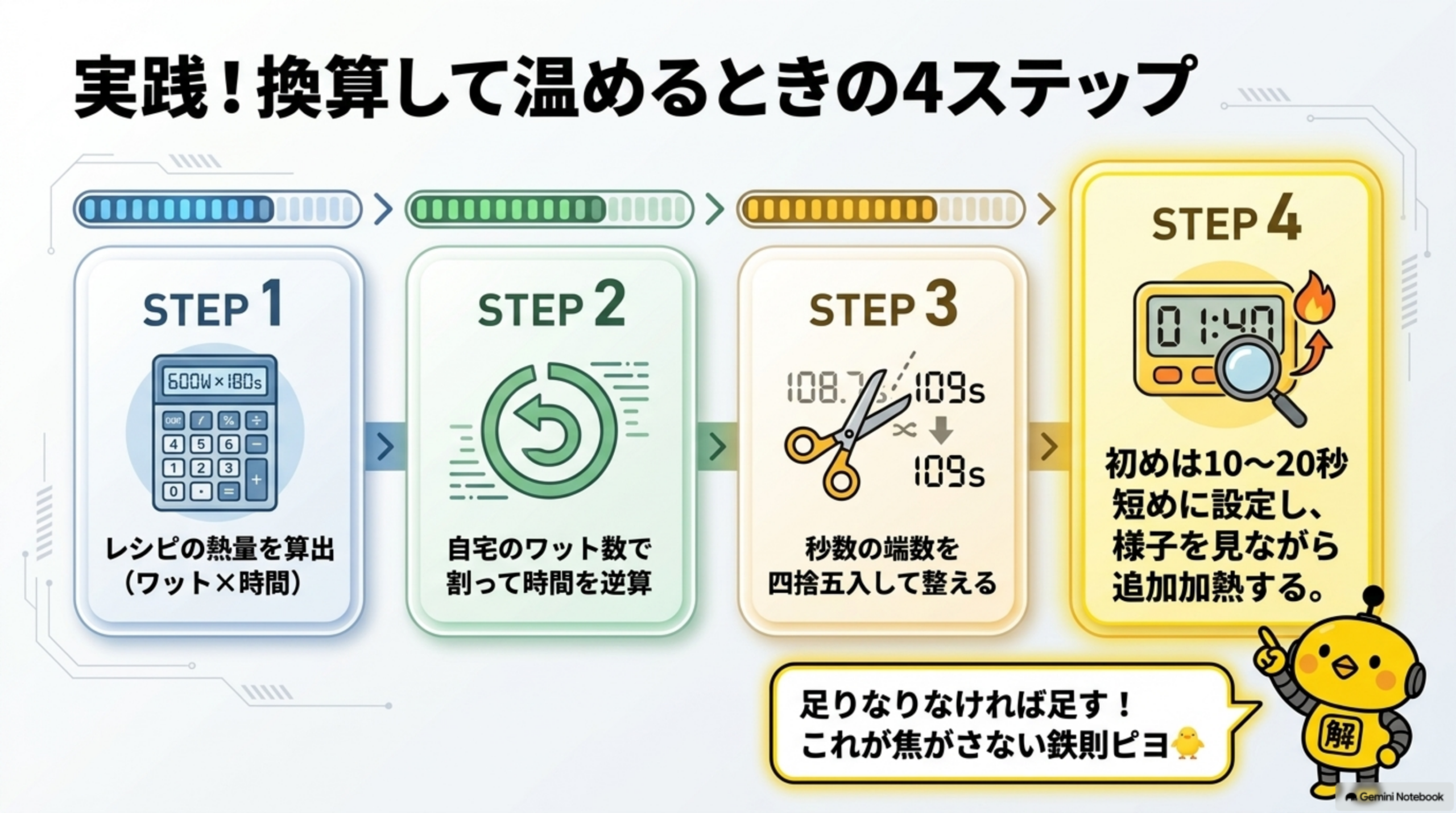 600Wを基準にした電子レンジ加熱時間の早見表
