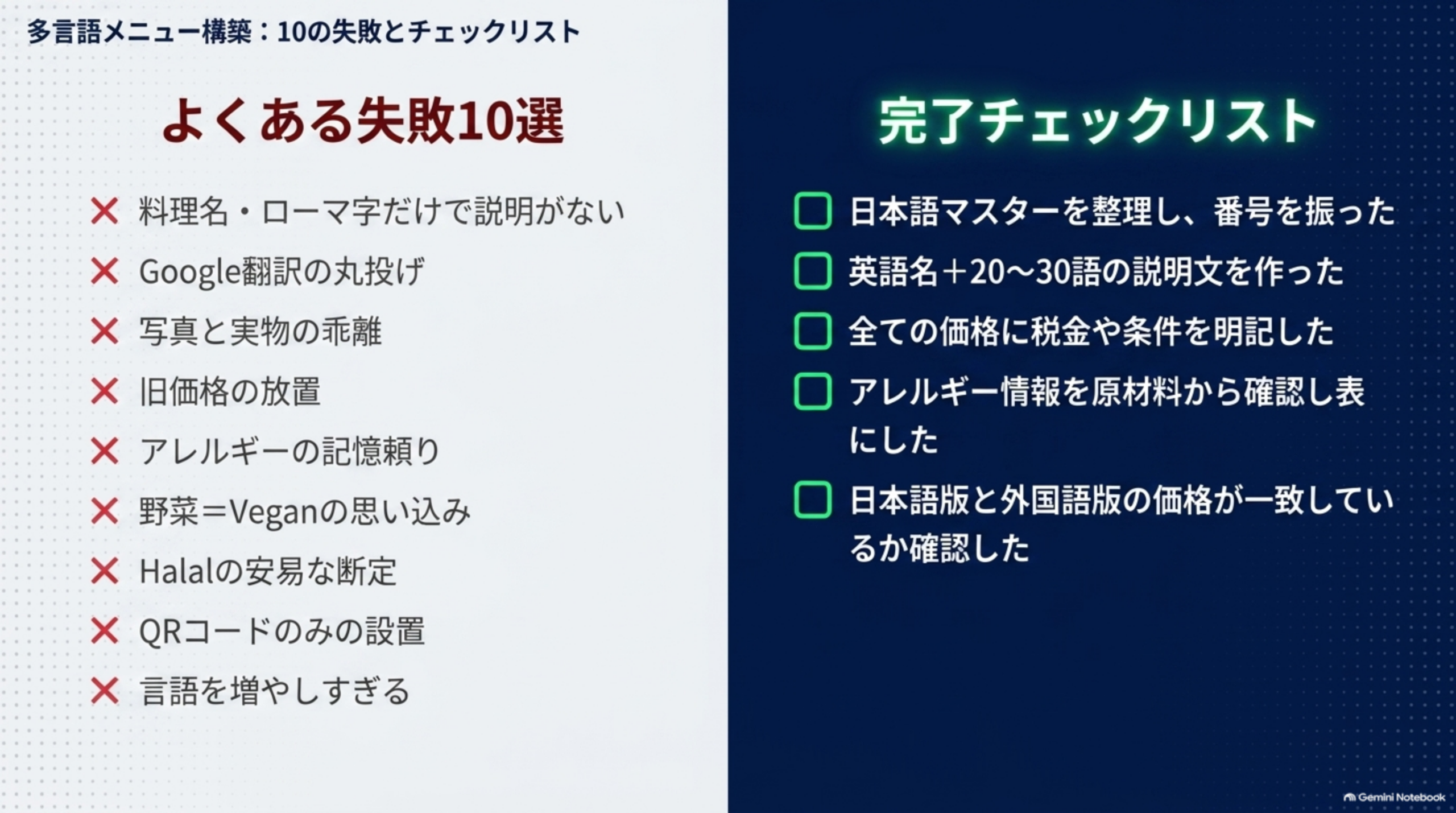 多言語メニュー構築：よくある失敗10選と完了チェックリスト