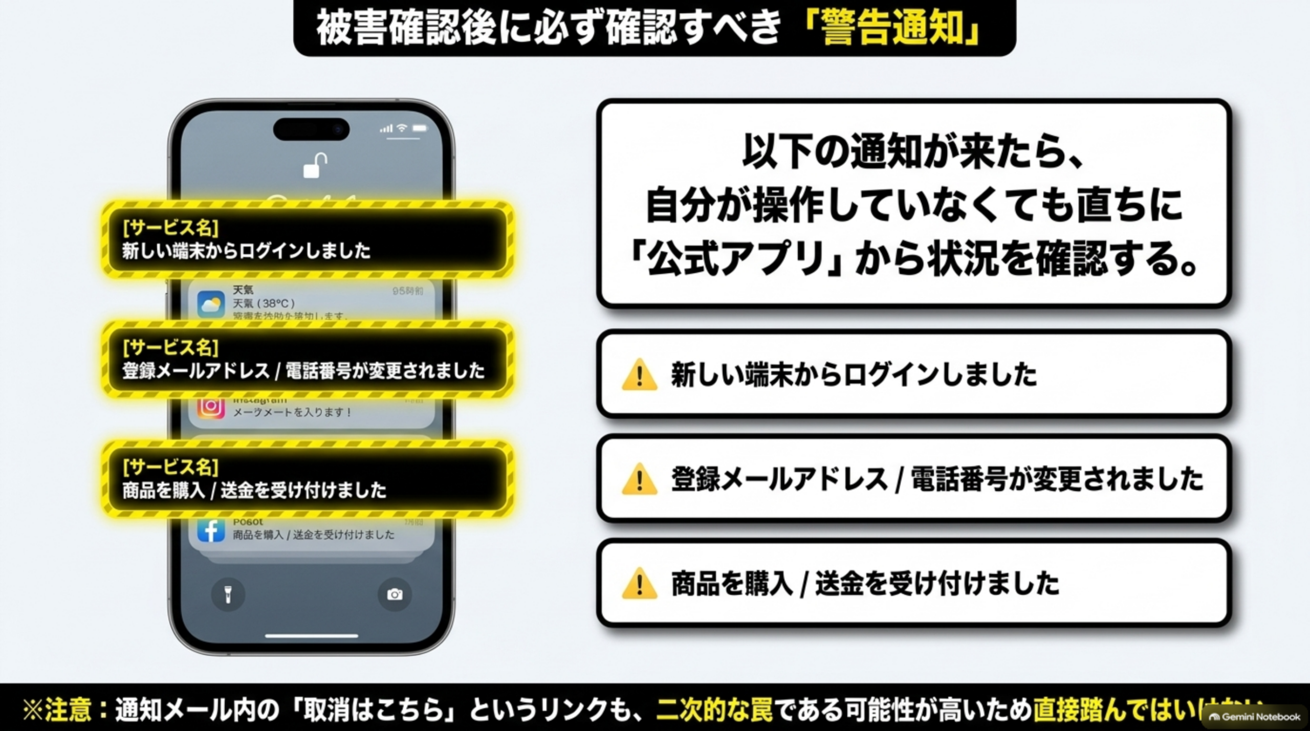 被害確認後に必ず確認すべき警告通知