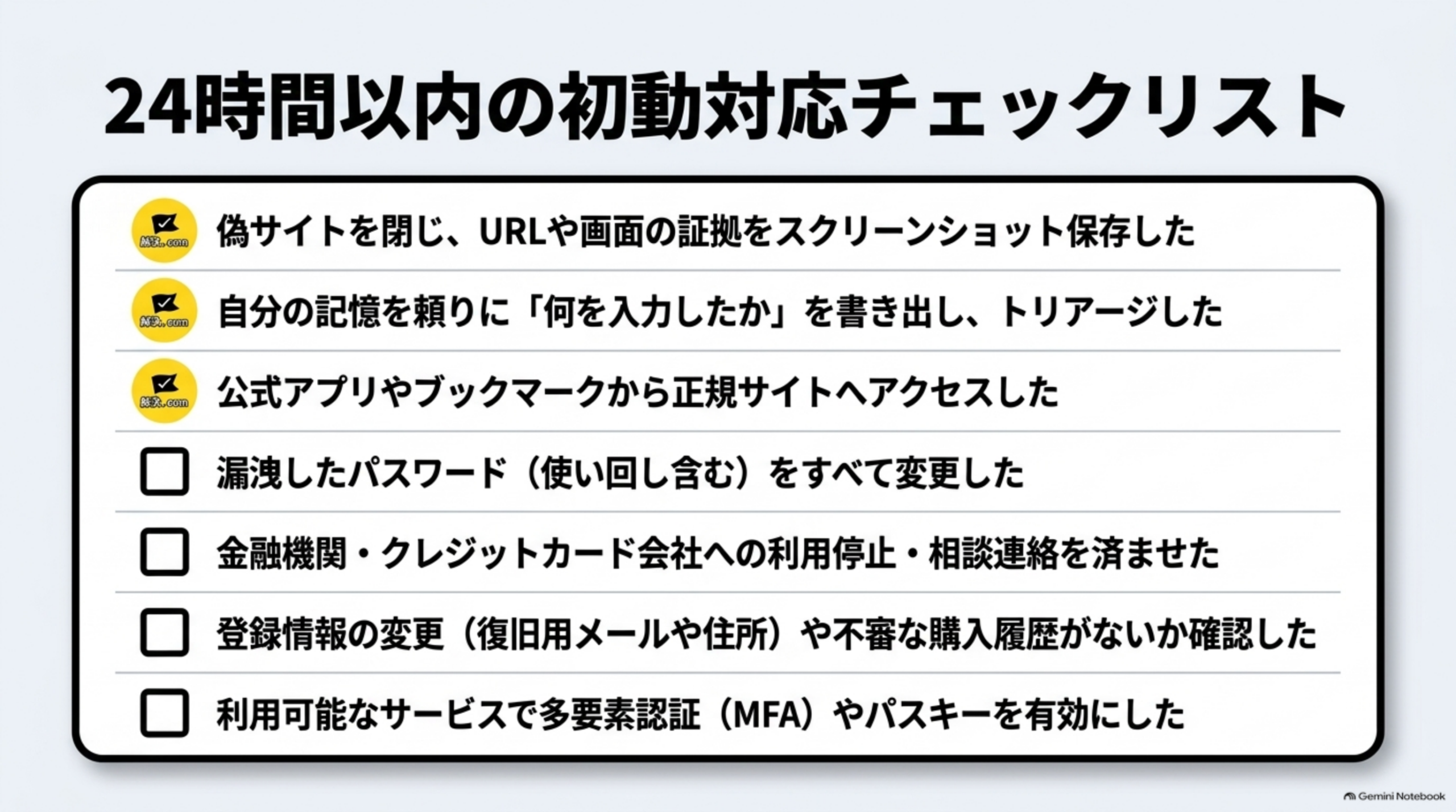 24時間以内の初動対応チェックリスト