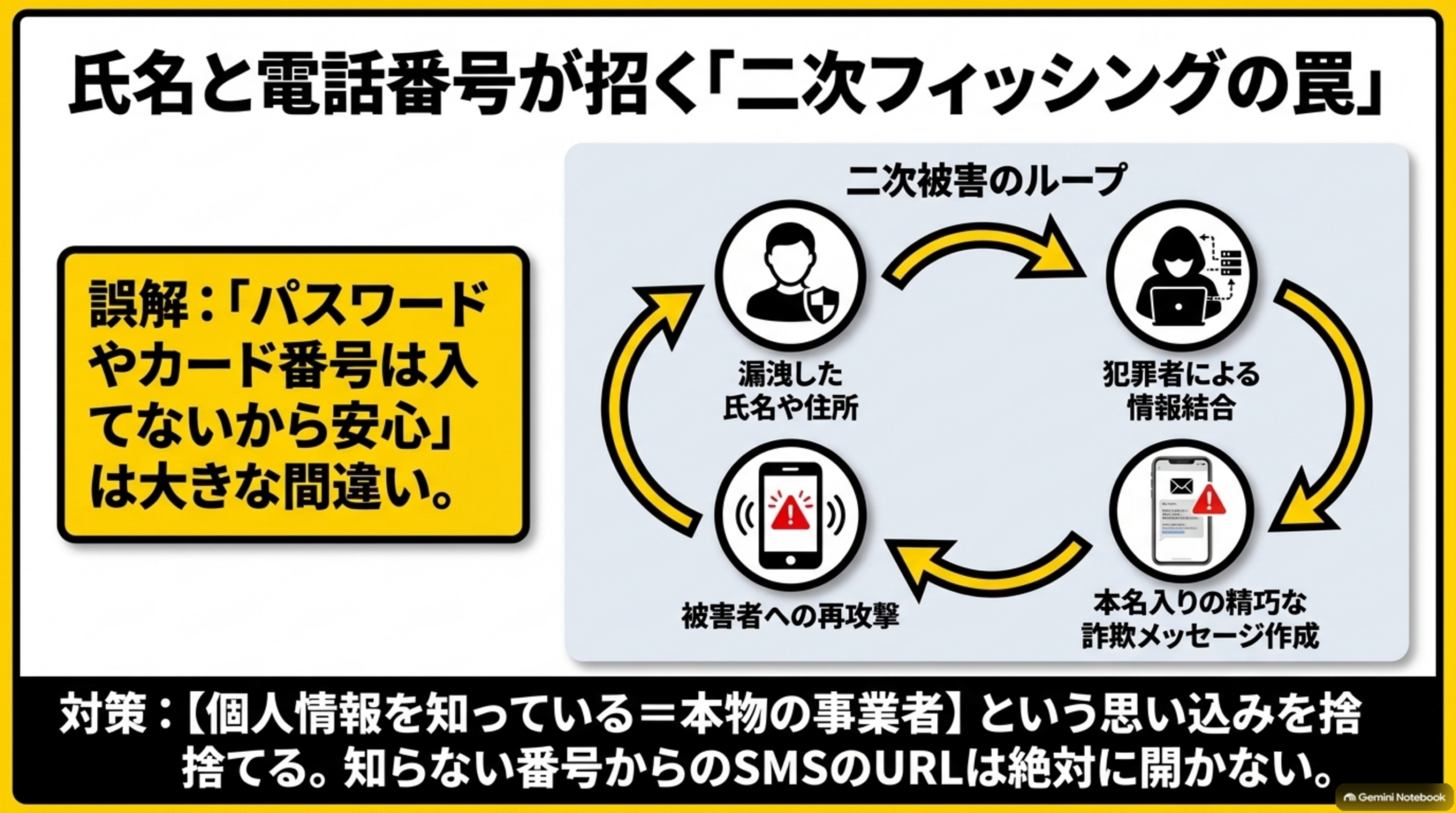 氏名と電話番号が招く二次フィッシングの罠