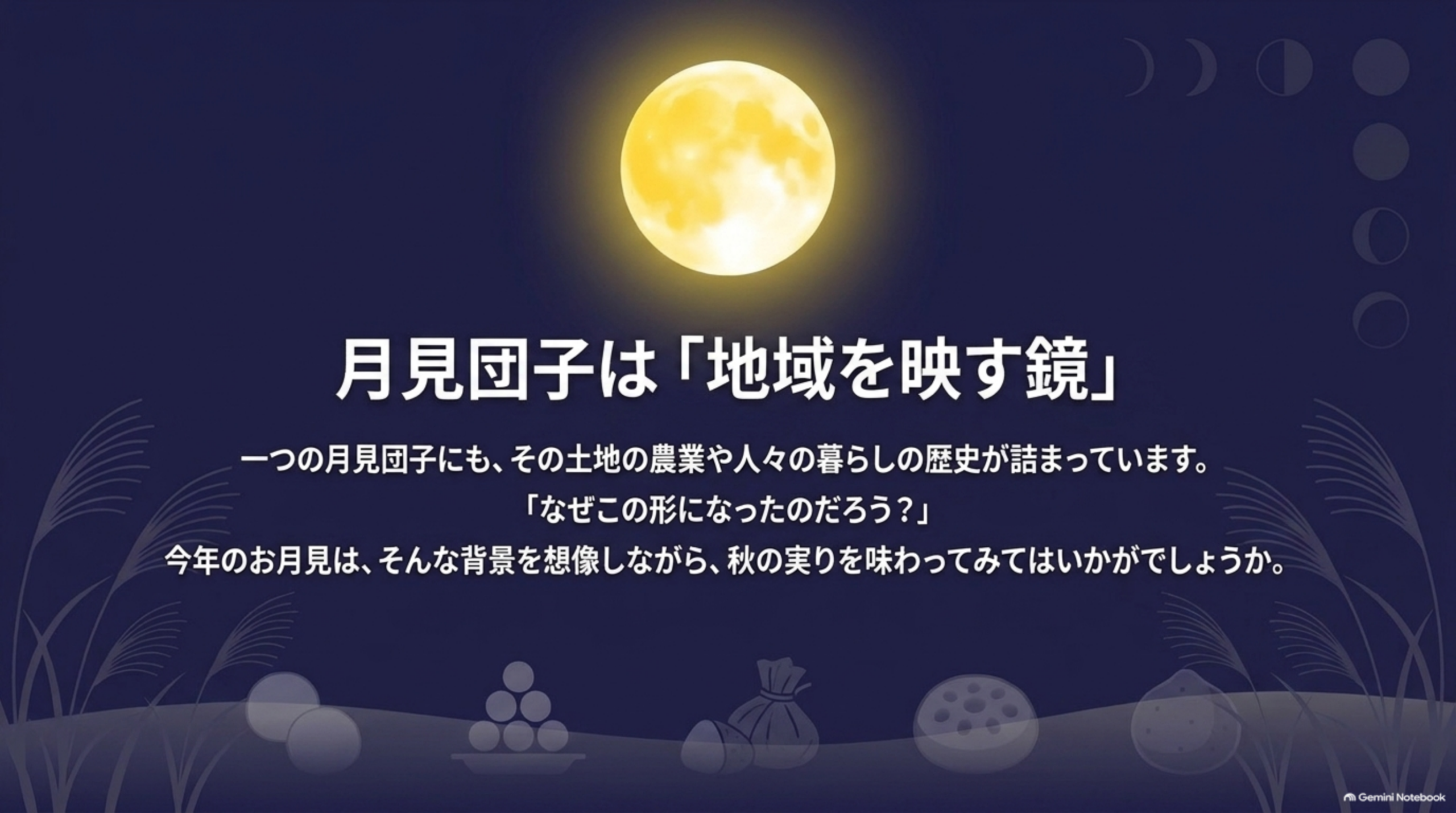 月見団子は地域を映す鏡。一つの月見団子にも、その土地の農業や人々の暮らしの歴史が詰まっている
