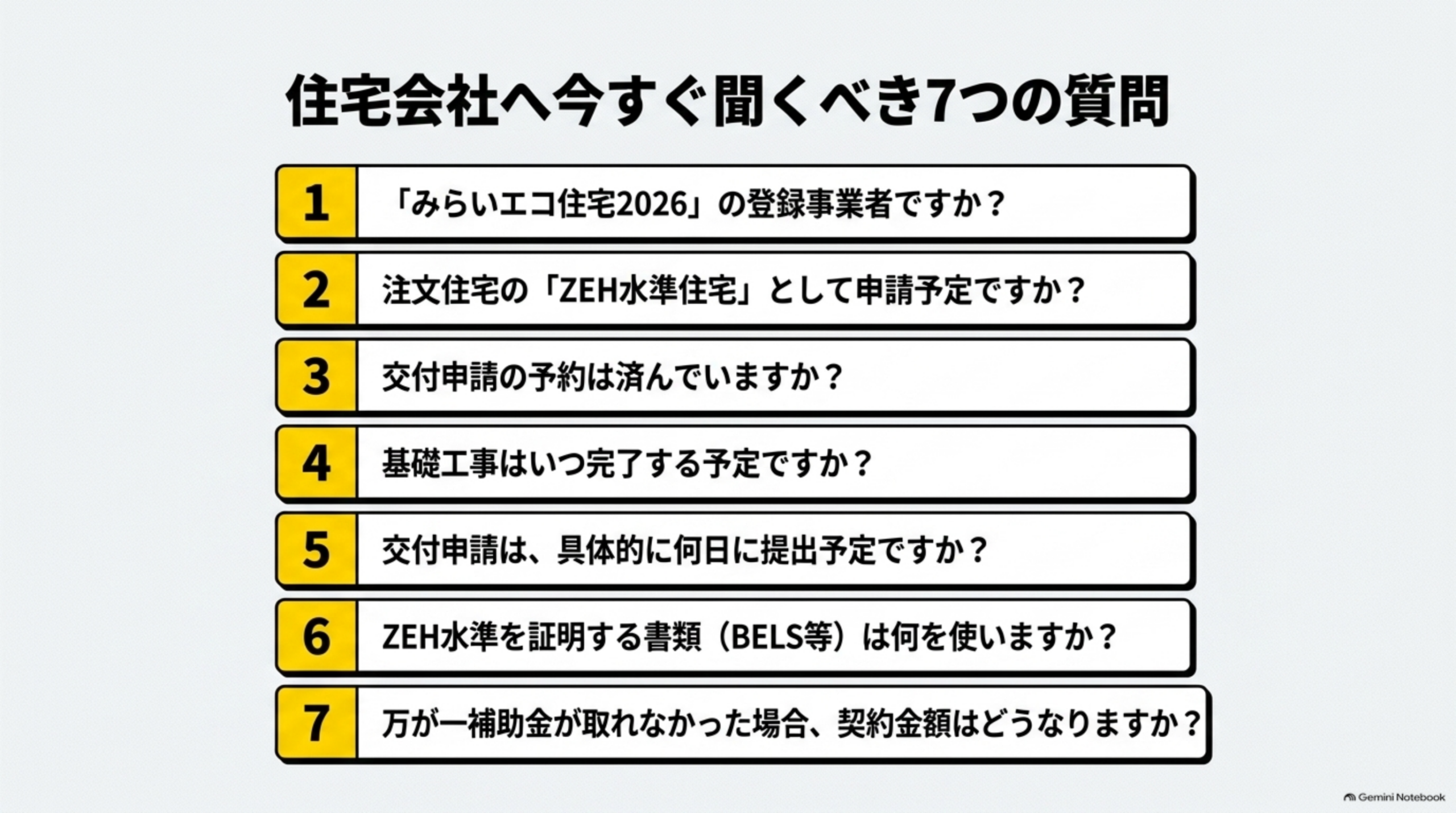 住宅会社へ今すぐ聞くべき7つの質問