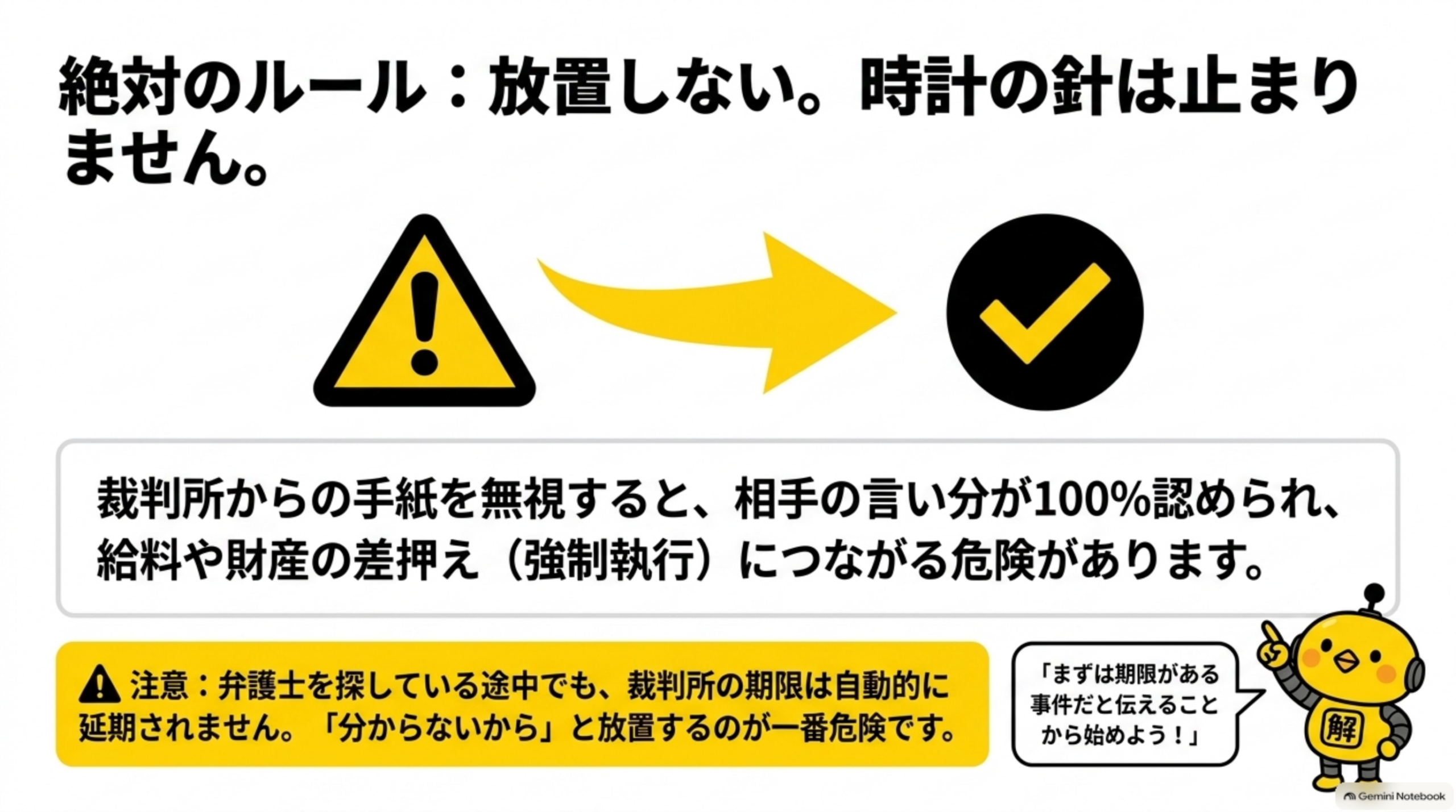 絶対のルール：放置しない。時計の針は止まりません