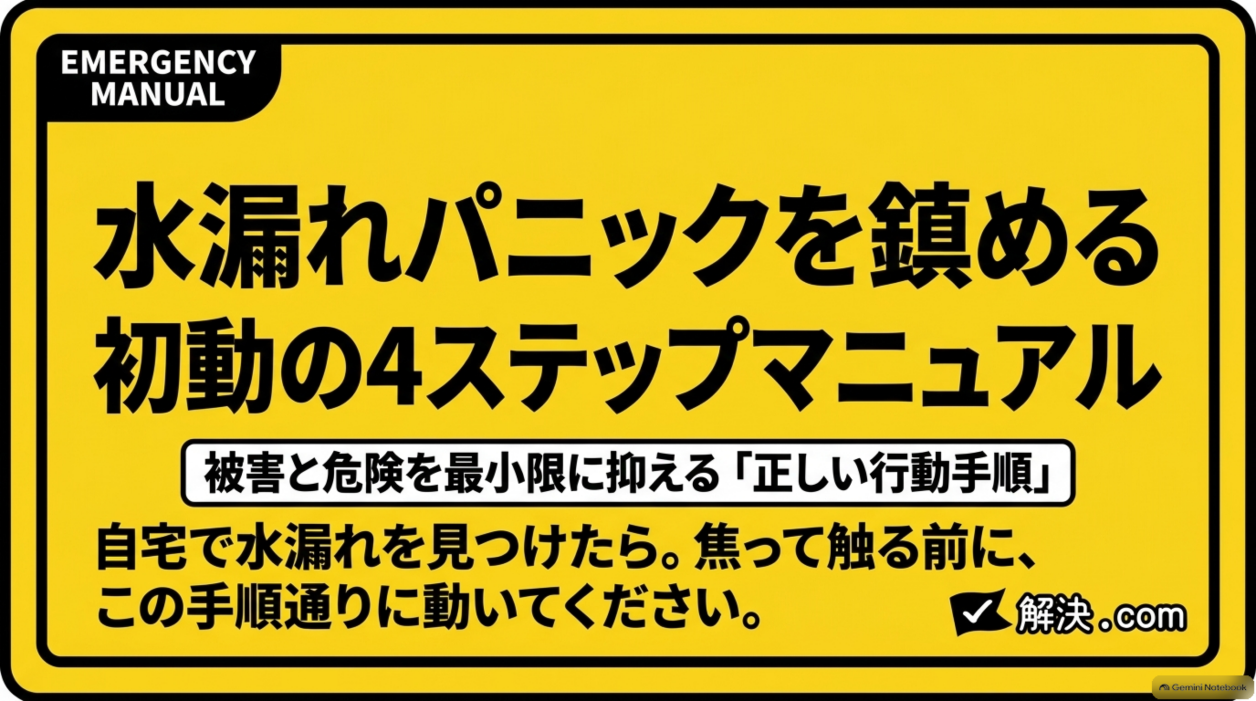 水漏れパニックを鎮める初動の4ステップマニュアル：被害と危険を最小限に抑える正しい行動手順