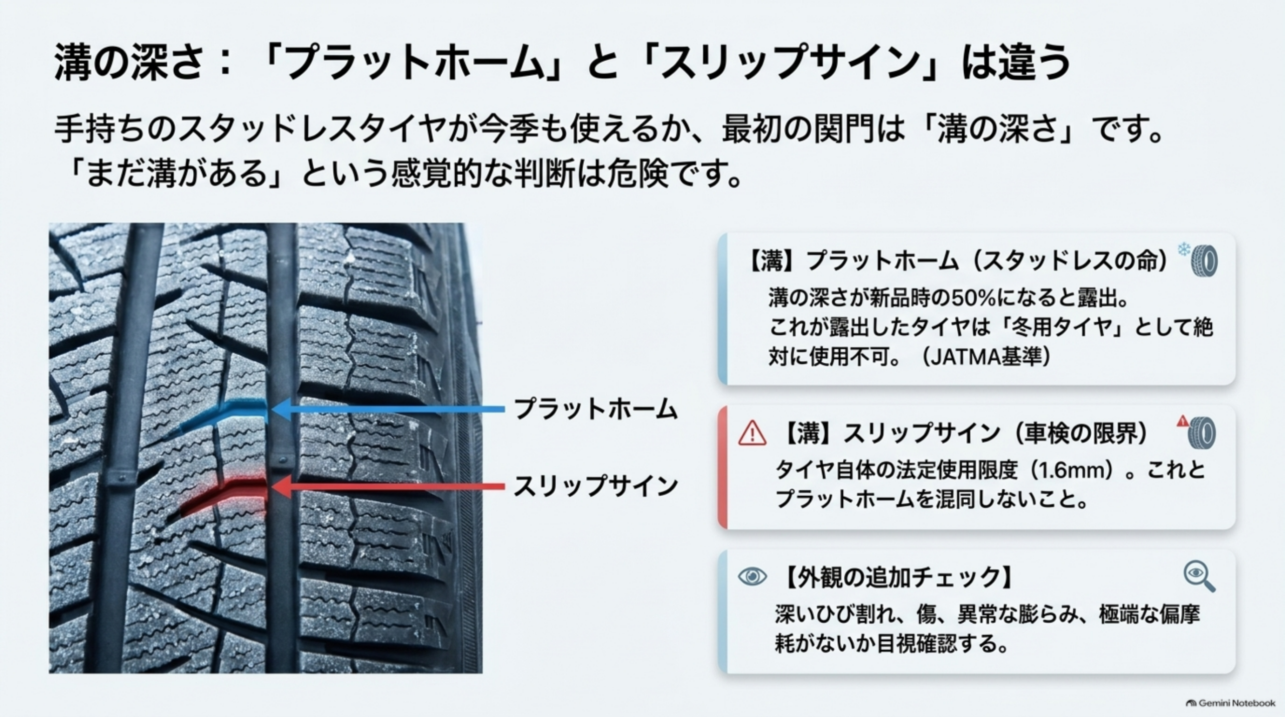 溝の深さ プラットホームとスリップサインは違う