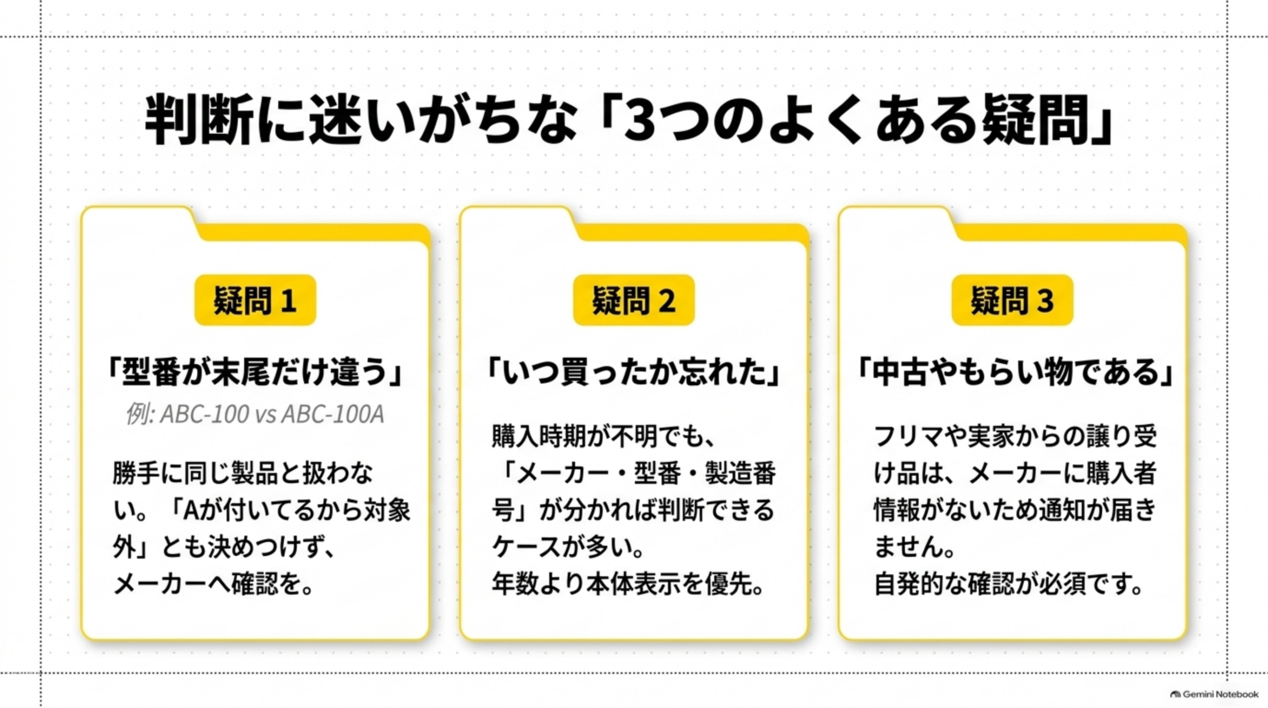 判断に迷いがちな3つのよくある疑問