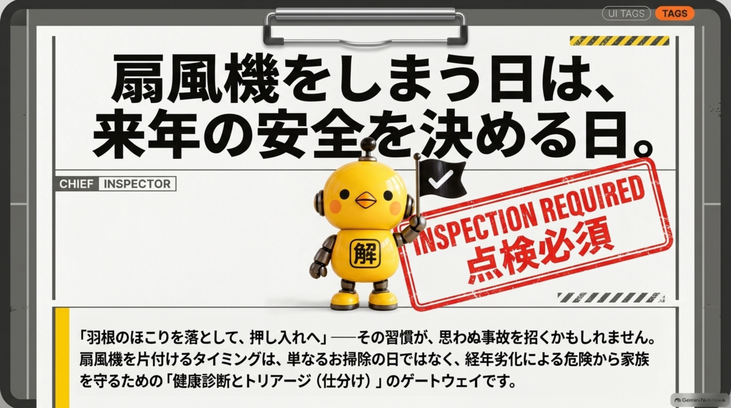 扇風機をしまう日は来年の安全を決める日