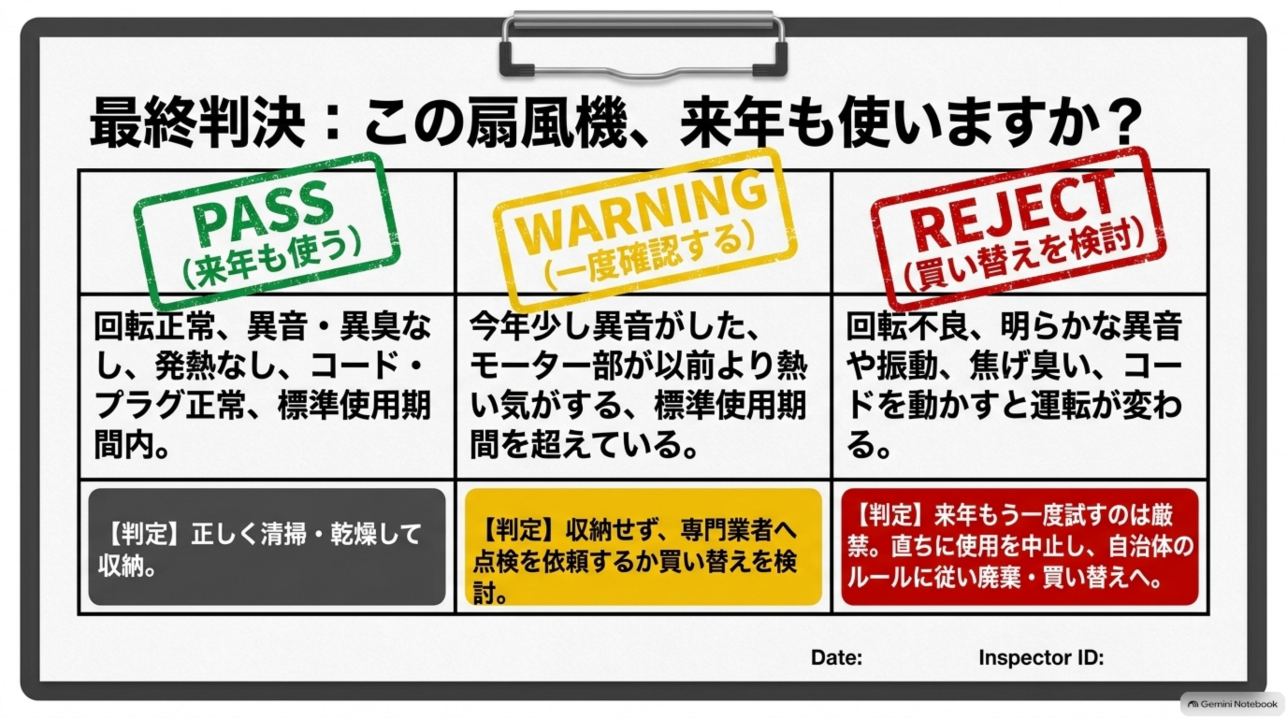 最終判決 PASS WARNING REJECTの3分類