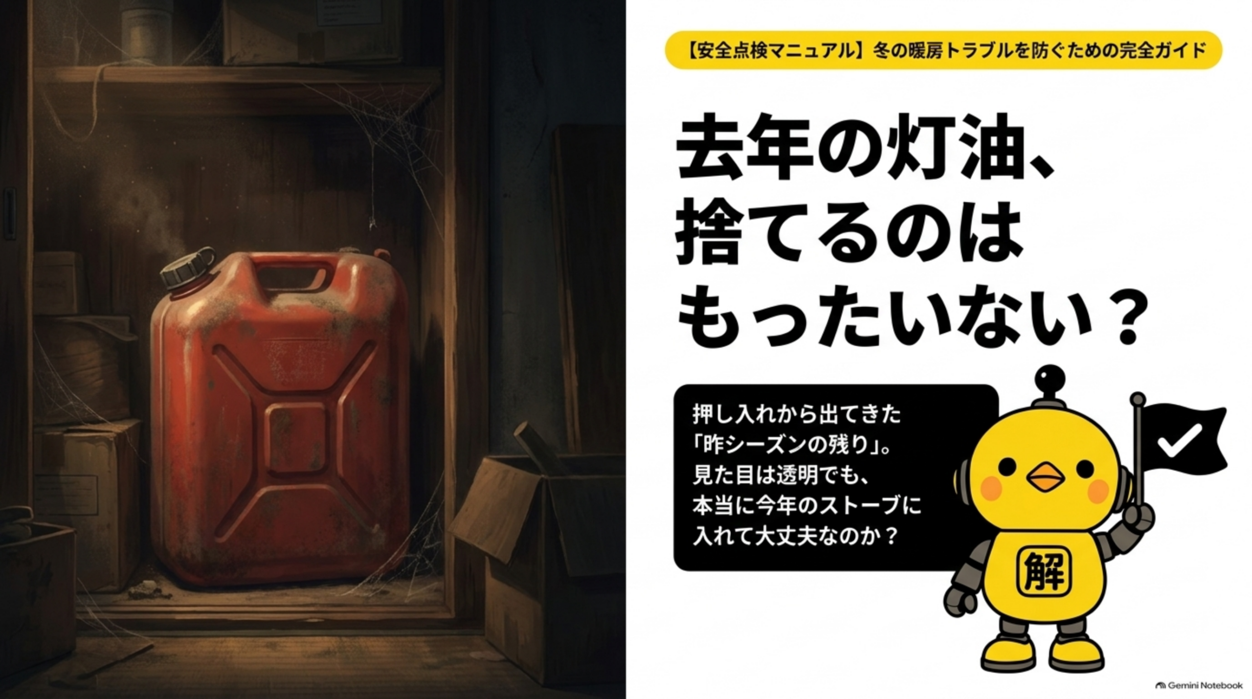 去年の灯油 捨てるのはもったいない 冬の極寒トラブルを防ぐ安全ガイド