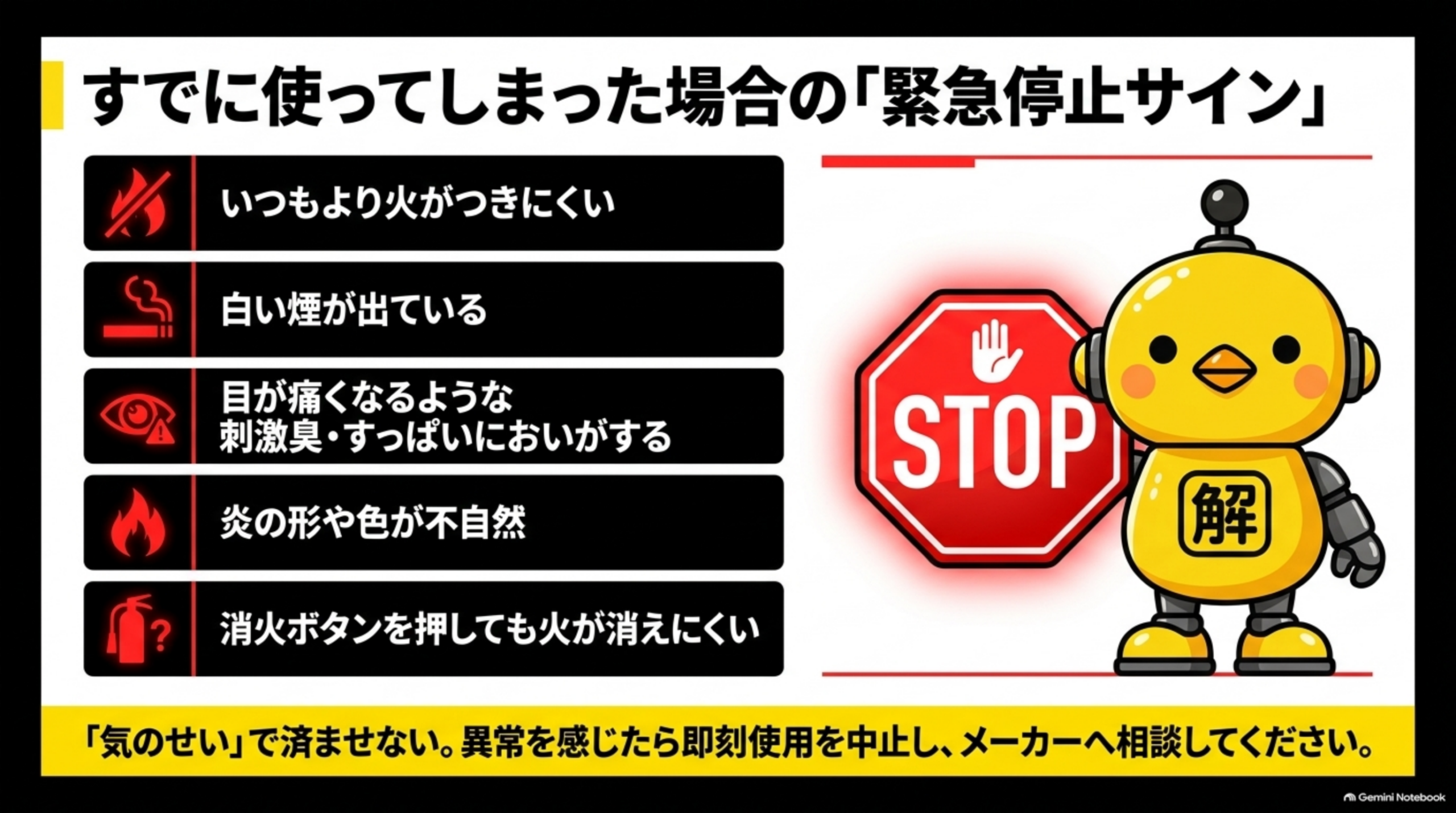 すでに使ってしまった場合の緊急停止サイン