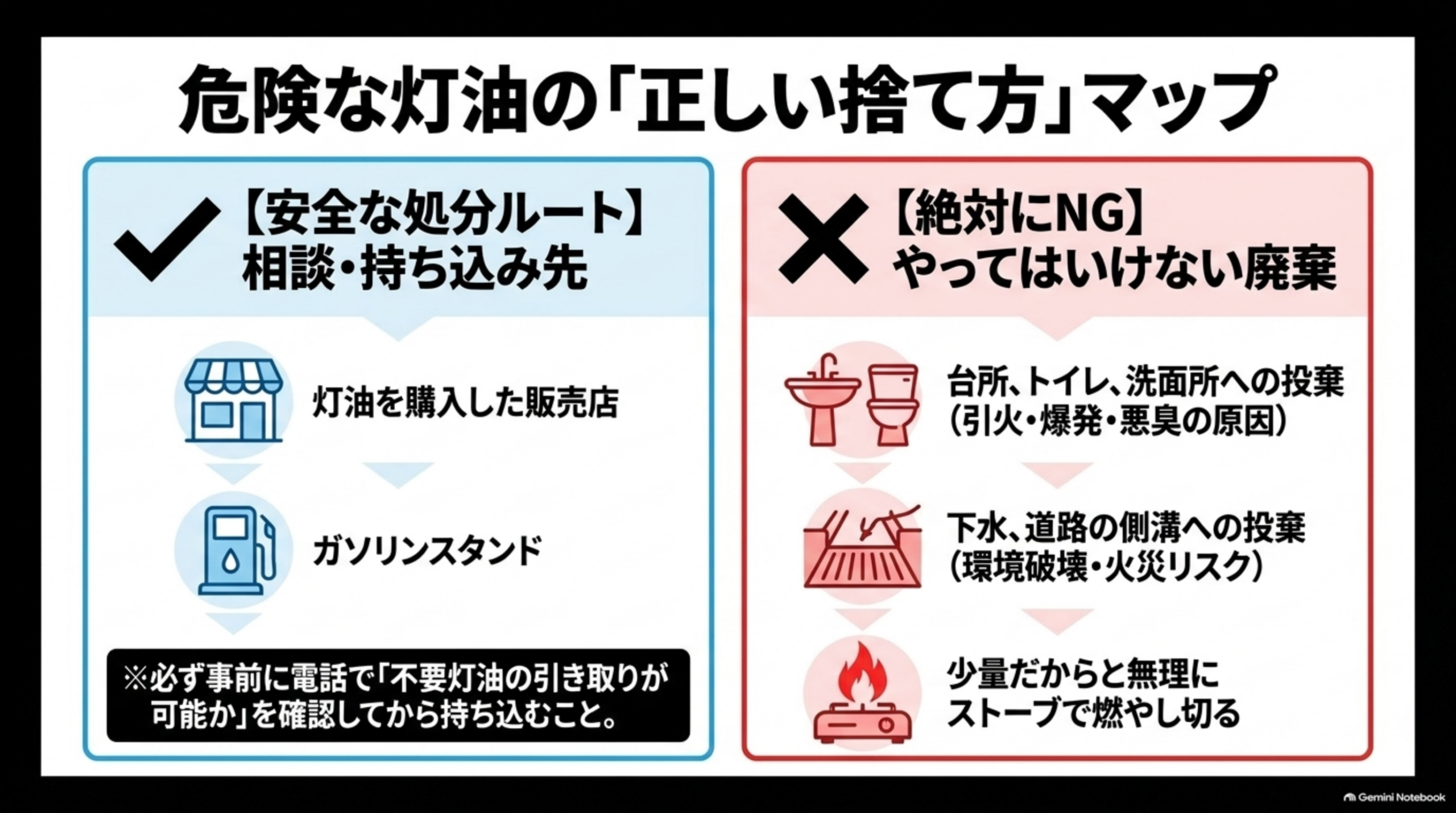 危険な灯油の正しい捨て方マップ 相談持ち込み先とやってはいけない廃棄