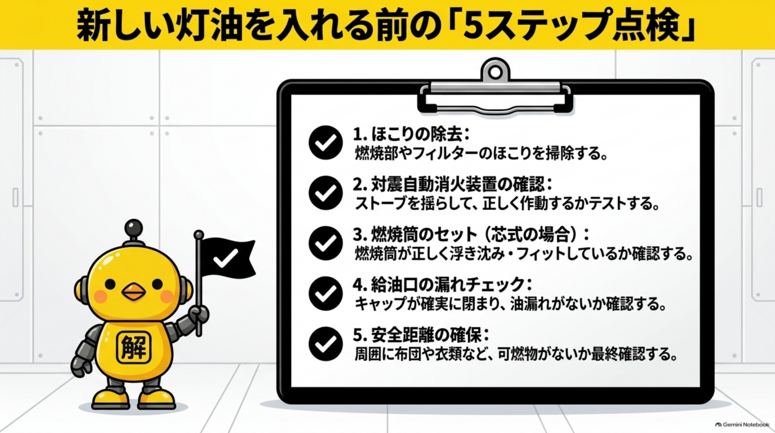 新しい灯油を入れる前の5ステップ点検